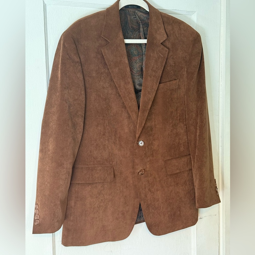 Lauren by Ralph Lauren Brown Corduroy Blazer Paisley Lining